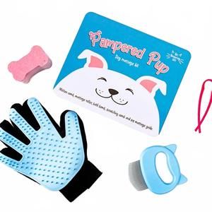 NEW GIFT REPUBLIC pampered pup dog massage kit in blue